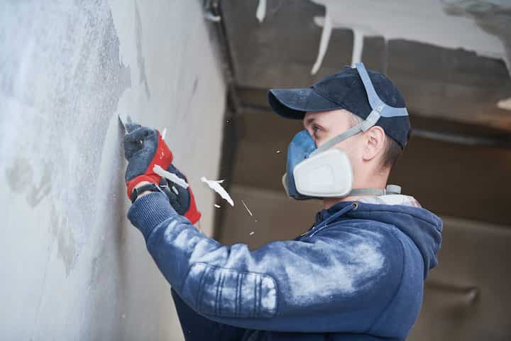 Fire repair specialist attending to a home.